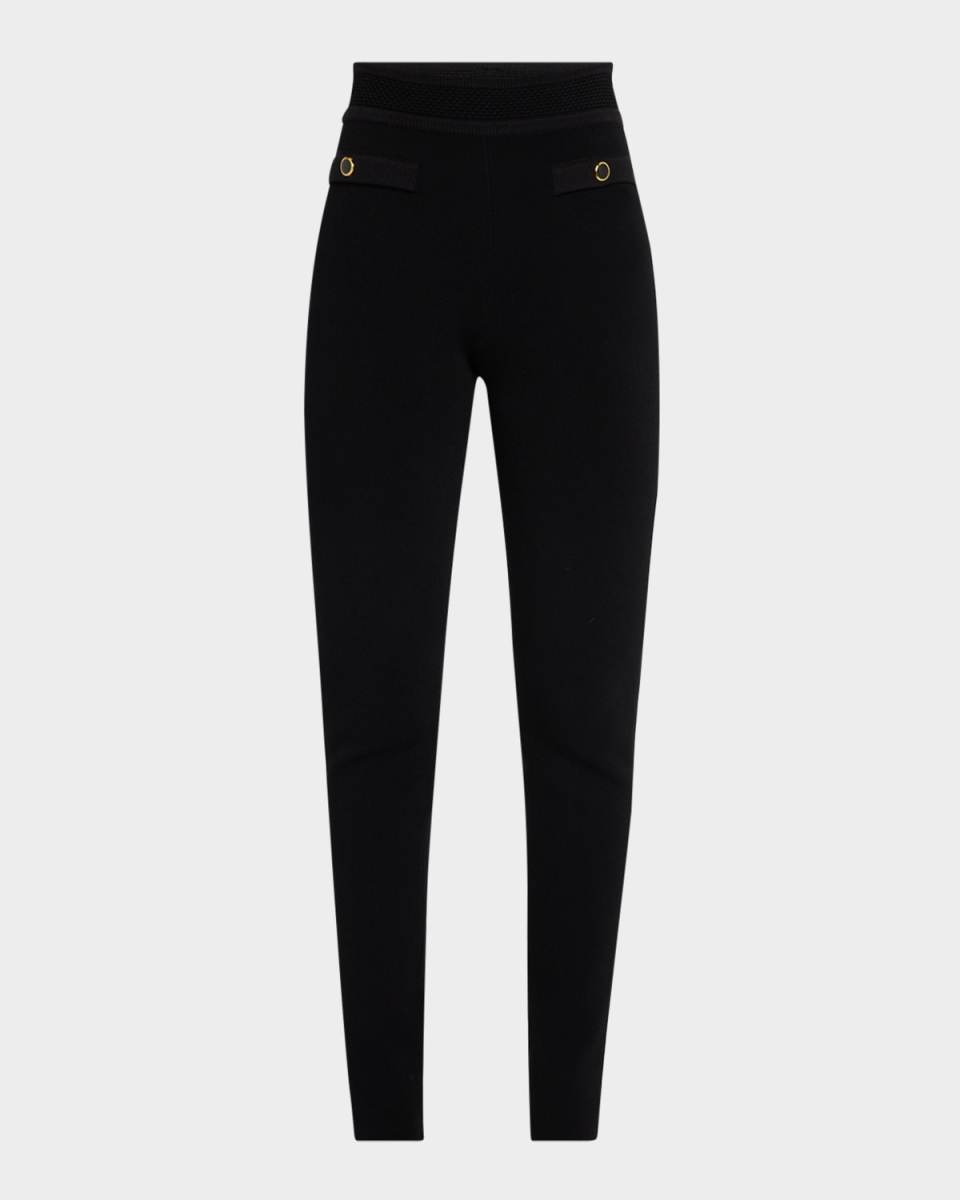 Textured Stretch Knit Skinny-Leg Pants